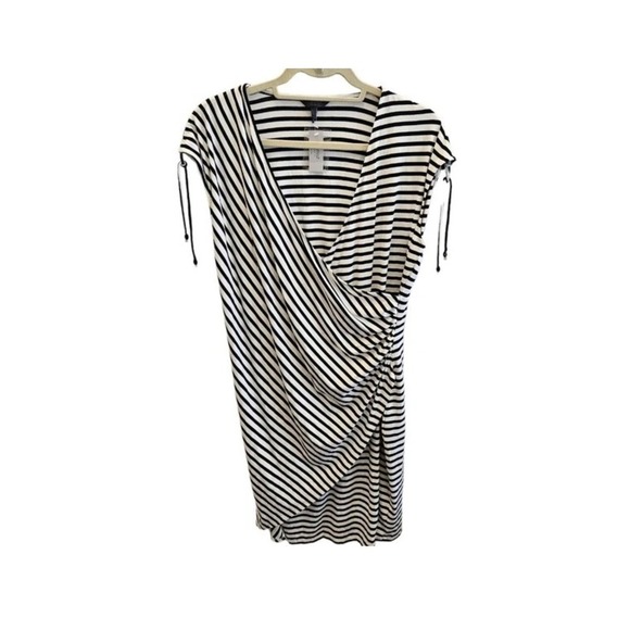 Soma Intimates Dresses & Skirts - Soma Intimates Black White Stripe Wrap Dress Bamboo Spandex Knit Medium